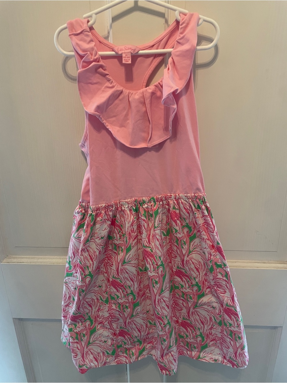 Lilly Pulitzer Pink Ruffle Tank Dress with Floral Skirt